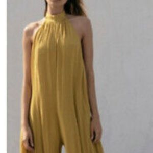 Free people royal blue halter jumpsuit w pockets